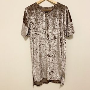 Grey Silver Velvet Mini Dress Small